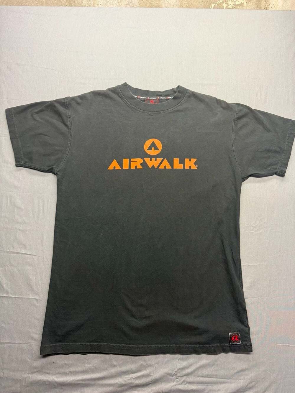 Vintage Airwalk T-Shirt Black with Orange Logo and Trust Your Judgment Graphic